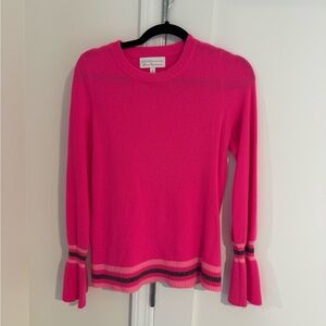 Design History Pink Sweater with Striped Cuffs